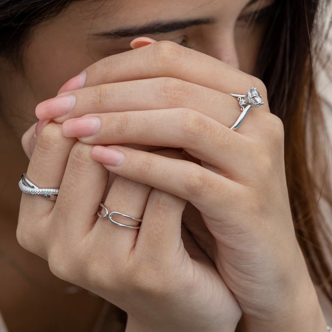 Shine Bright with AKSA's Sterling Silver Rings with Stones